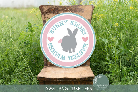 Bunny Kisses Easter Wishes SVG-Round Easter SVG SVG Linden Valley Designs 