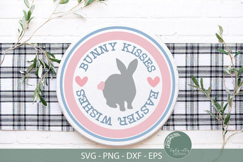 Bunny Kisses Easter Wishes SVG-Round Easter SVG SVG Linden Valley Designs 