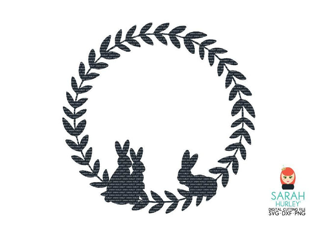 Bunny Leafy Wreath SVG Sarah Hurley 