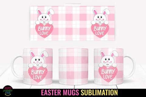 Bunny Love Easter Mug Sublimation I Easter Mug Wrap PNG Sublimation Happy Printables Club 