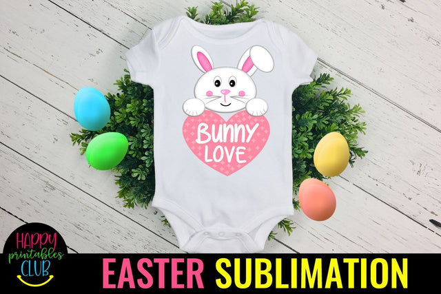 Bunny Love Easter Sublimation PNG- Sublimation Easter PNG Sublimation Happy Printables Club 