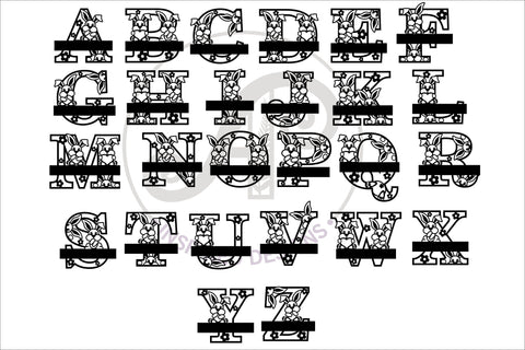 Bunny monogram letter Name signs 3 layer design SVG bundle SVG APInspireddesigns 