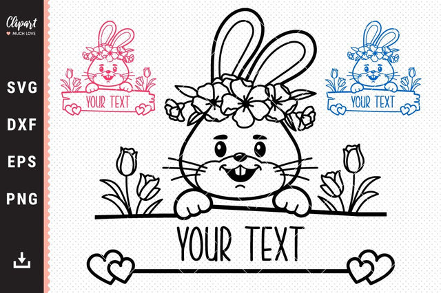 Bunny monogram SVG, Bunny face SVG, Baby split monogram SVG, DXF, PNG SVG ClipartMuchLove 
