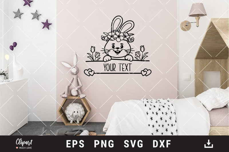 Bunny monogram SVG, Bunny face SVG, Baby split monogram SVG, DXF, PNG ...