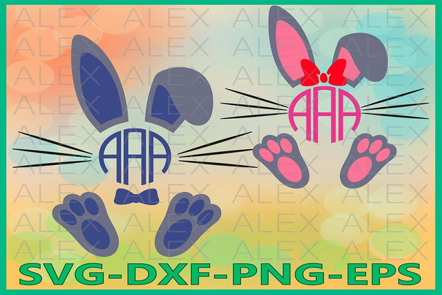 Bunny monogram Svg, Easter Bunny SVG AlexSVGStudio 