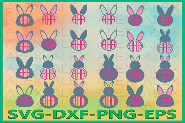 Bunny Monogram Svg, Rabbit, Easter Bunny SVG AlexSVGStudio 