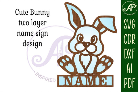 Bunny name sign svg laser cut template SVG APInspireddesigns 