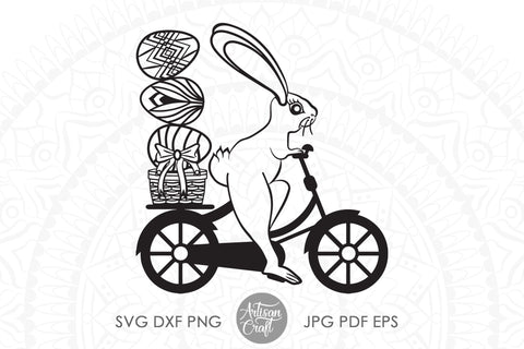 Bunny on bike SVG, Easter bunny SVG SVG Artisan Craft SVG 