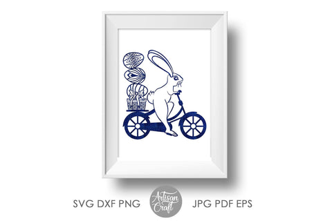 Bunny on bike SVG, Easter bunny SVG SVG Artisan Craft SVG 