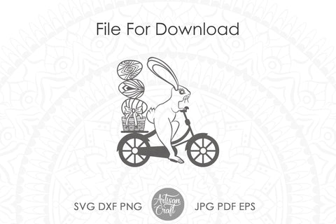 Bunny on bike SVG, Easter bunny SVG SVG Artisan Craft SVG 