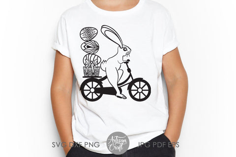 Bunny on bike SVG, Easter bunny SVG SVG Artisan Craft SVG 