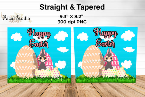 Bunny on Garden Happy Easter 20oz Skinny Tumbler Wrap Design Sublimation Pazal Studio 