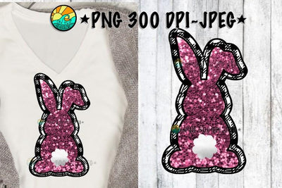 Bunny - Pink Glitter - Buffalo Plaid - Easter - PNG 300 DPI - JPEG Sublimation On the Beach Boutique 