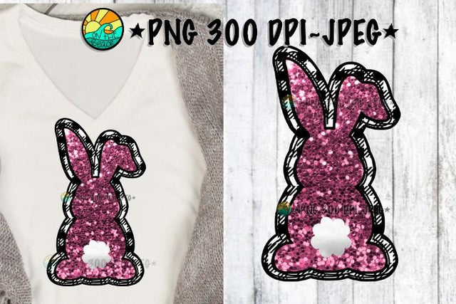 Bunny - Pink Glitter - Buffalo Plaid - Easter - PNG 300 DPI - JPEG Sublimation On the Beach Boutique 