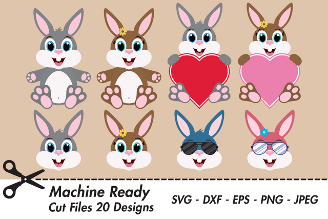 Bunny Rabbit Bundle With Easter Eggs | Easter SVG SVG Captain Creative 