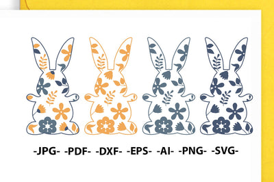 Bunny Rabbit SVG Cut File, Floral Bunny SVG, Rabbit Easter Svg, Bundle Designs, Cute Easter Svg, Easter Svg, Easter Bunny Svg SVG 1uniqueminute 