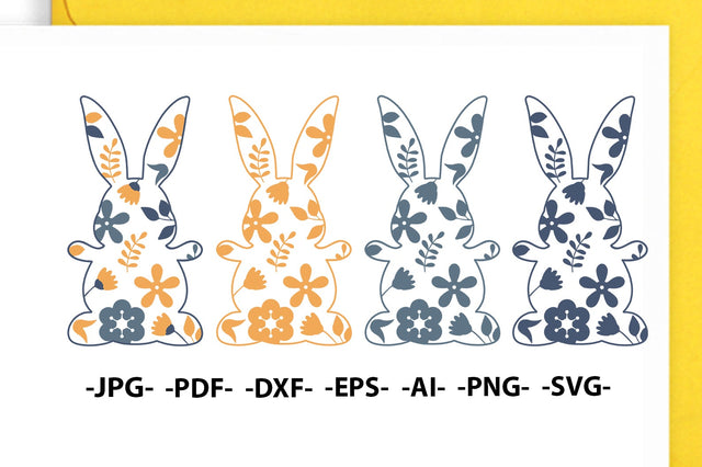 Bunny Rabbit SVG Cut File, Floral Bunny SVG, Rabbit Easter Svg, Bundle Designs, Cute Easter Svg, Easter Svg, Easter Bunny Svg SVG 1uniqueminute 