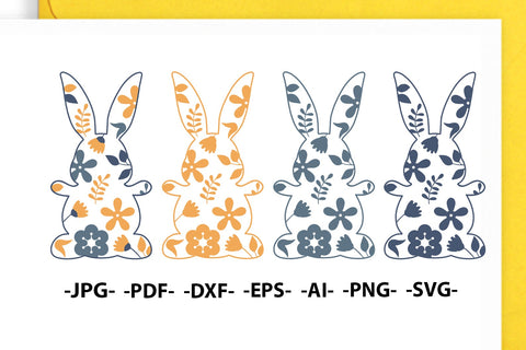 Bunny Rabbit SVG Cut File, Floral Bunny SVG, Rabbit Easter Svg, Bundle Designs, Cute Easter Svg, Easter Svg, Easter Bunny Svg SVG 1uniqueminute 