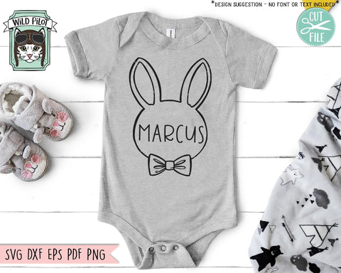 Bunny Rabbit With Bowtie Monogram SVG Cut File SVG Wild Pilot 