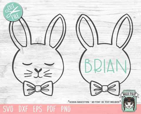 Bunny Rabbit With Bowtie Monogram SVG Cut File SVG Wild Pilot 