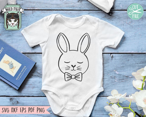 Bunny Rabbit With Bowtie Monogram SVG Cut File SVG Wild Pilot 