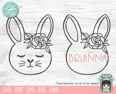 Bunny Rabbit With Flower Monogram SVG Cut File SVG Wild Pilot 