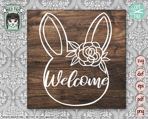 Bunny Rabbit With Flower Monogram SVG Cut File SVG Wild Pilot 