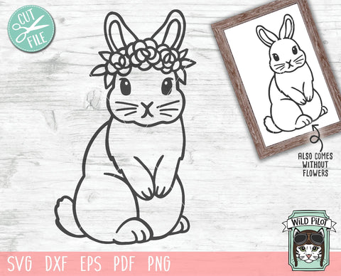 Bunny Rabbit With Flowers SVG Cut File SVG Wild Pilot 