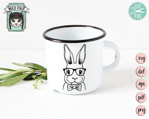Bunny Rabbit With Glasses Bowtie SVG Cut File SVG Wild Pilot 