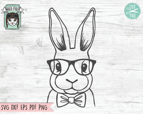 Bunny Rabbit With Glasses Bowtie SVG Cut File SVG Wild Pilot 