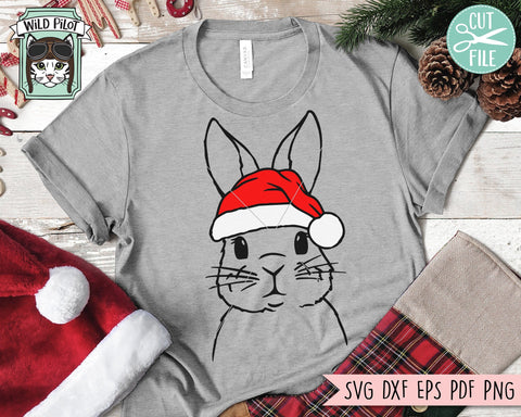 Bunny Santa hat svg file, Bunny with Hat svg, Christmas svg file, Rabbit svg, Christmas cut file, Christmas Santa hat, Bunny Christmas svg SVG Wild Pilot 