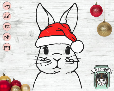 Bunny Santa hat svg file, Bunny with Hat svg, Christmas svg file, Rabbit svg, Christmas cut file, Christmas Santa hat, Bunny Christmas svg SVG Wild Pilot 