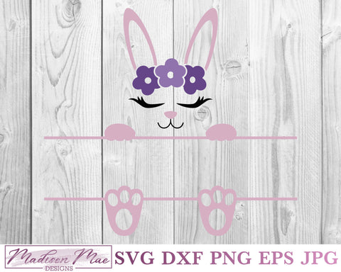 Bunny Split Frame SVG, Easter Cut File SVG Madison Mae Designs 
