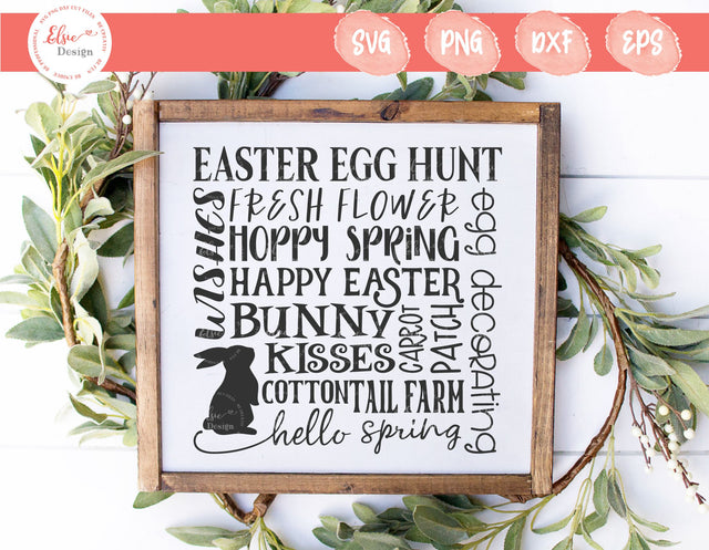 Bunny Spring Sign - SVG, PNG, DXF, EPS SVG Elsie Loves Design 