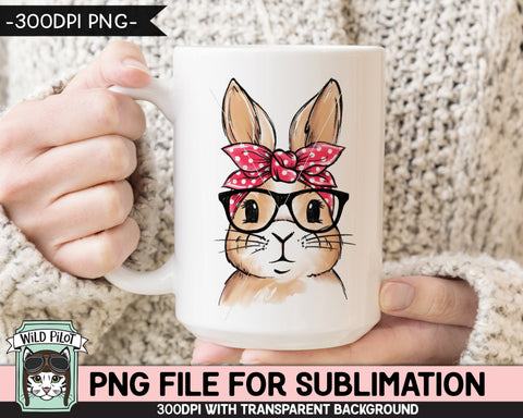 Bunny SUBLIMATION design PNG, Easter Bunny Bandana Glasses png file, Bunny Rabbit sublimation, Kids Easter Shirt Basket Bunny png, Spring png Sublimation Wild Pilot 
