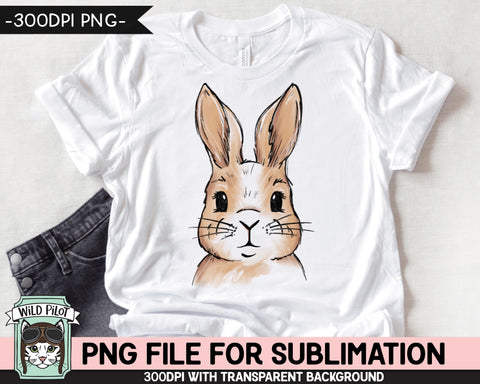 Bunny SUBLIMATION design PNG, Easter Bunny Face png file, Bunny Rabbit sublimation, Kids Easter Shirt Basket Bunny, Spring, Easter png file Sublimation Wild Pilot 