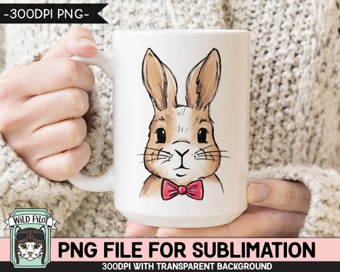 Bunny SUBLIMATION design PNG, Easter Bunny Glasses Bowtie png file, Bunny Rabbit sublimation, Kids Easter Shirt Basket Bunny png, Spring png Sublimation Wild Pilot 