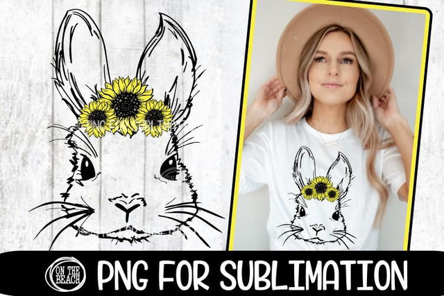 BUNNY - Sunflower - PNG for Sublimation - 300 DPI Sublimation On the Beach Boutique 