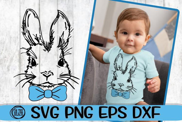 Bunny Svg - Bowtie - Boy Easter - SVG PNG EPS DXF SVG On the Beach Boutique 
