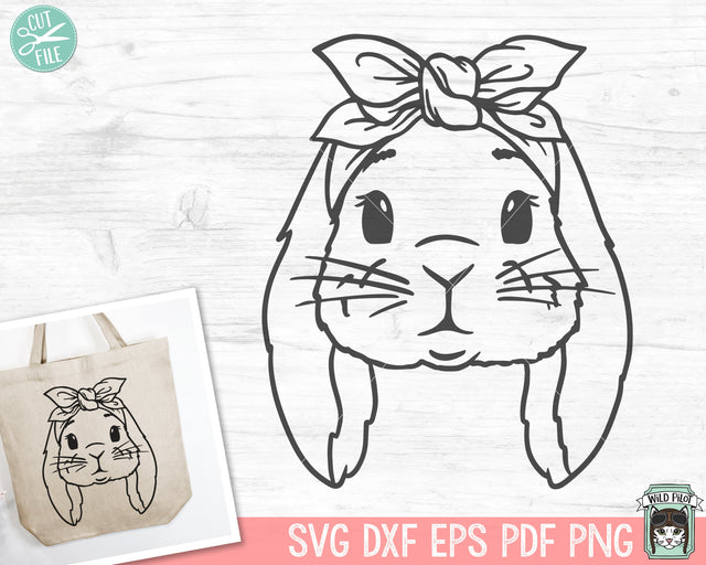 Bunny SVG, Easter Bunny SVG, Happy Easter svg, Animal With Bandana svg, Spring svg, Lop Rabbit SVG Cut file, Floppy Ear Bunny svg file SVG Wild Pilot 