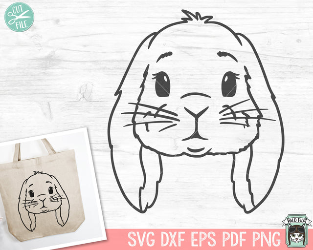 Bunny SVG, Easter Bunny SVG, Happy Easter svg, Lop Rabbit SVG Cut file, Floppy Ear Bunny svg, Animal Face svg, Spring png, Easter Shirt SVG Wild Pilot 