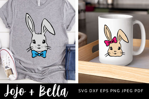 Bunny svg, Easter bunny svg, Rabbit easter svg, Boy bunny and Girl Bunny Svg, eps, png, dxf pdf, Svg for Cricut, silhouette, sublimation SVG Jojo&Bella 