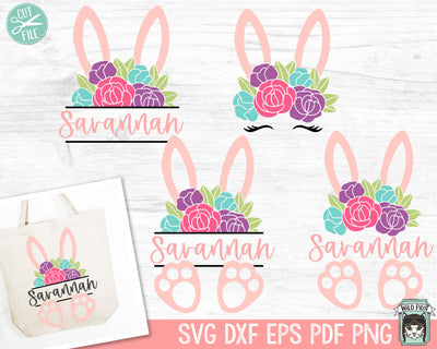 Bunny SVG, Easter Monogram Frame SVG Cut File, Easter Bunny PNG, Easter Basket Monogram svg, Floral Bunny svg, Flower Easter Bunny Face svg SVG Wild Pilot 
