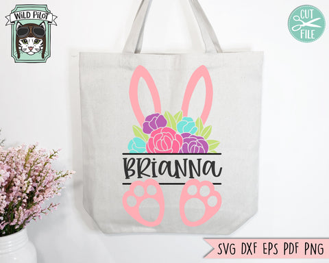 Bunny SVG, Easter Monogram Frame SVG Cut File, Easter Bunny PNG, Easter Basket Monogram svg, Floral Bunny svg, Flower Easter Bunny Face svg SVG Wild Pilot 