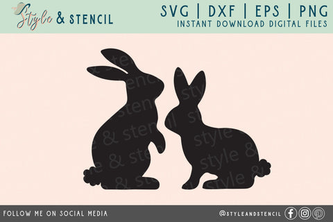 Bunny SVG | Easter | Rabbit Silhouette SVG Style and Stencil 