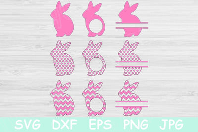 Bunny Svg Split Chevron and Polka Dots. Easter Svg Files for Cricut and Silhouette. Easter Bunny Svg Monogram Cut Files Kid Digital Designs. SVG TiffsCraftyCreations 
