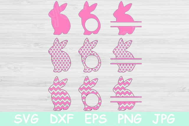 Bunny Svg Split Chevron and Polka Dots. Easter Svg Files for Cricut and Silhouette. Easter Bunny Svg Monogram Cut Files Kid Digital Designs. SVG TiffsCraftyCreations 