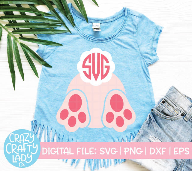 Bunny Tail Monogram Frame | Easter SVG Cut File SVG Crazy Crafty Lady Co. 