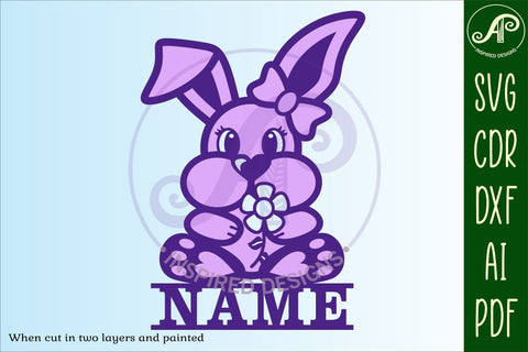 Bunny theme Name sign svg laser cut template SVG APInspireddesigns 
