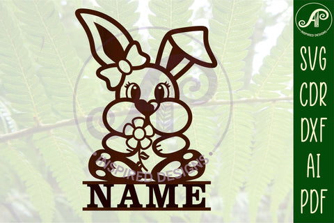 Bunny theme Name sign svg laser cut template SVG APInspireddesigns 